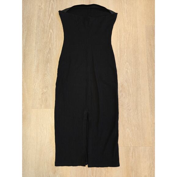 Reformation Black Strapless Ribbed Midi Dress Size Small Women’s Knit Body-Con - Picture 2 of 3